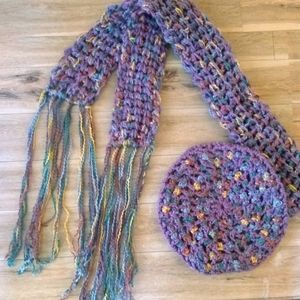 Children's handmade beret and scarf set